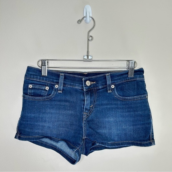 Levi's Shortie Shorts Denim Jeans Dark Blue Size 25  2" Inseam - Picture 2 of 12